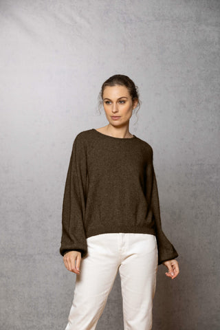 Bellow Sleeve Top / Rundhalspullover Merinowolle Possum (Opossum)