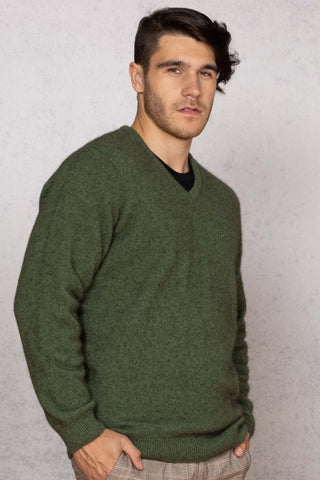 Pullover V-Ausschnitt Merinowolle Possum (Opossum)