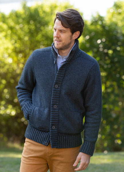 Aviator Cardigan Herren Schalkragen aus Merinopossum